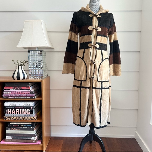 Vintage Leather Patchwork Sweater Coat by Leather Bug size S - Picture 2 of 13